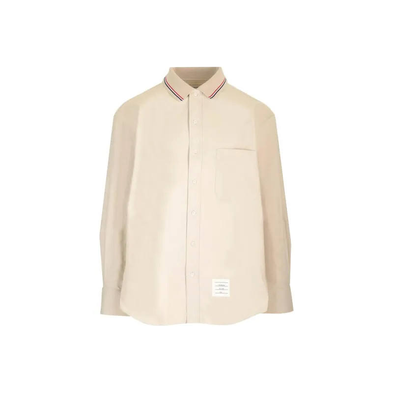 THOM BROWNE Rwb Striped Curved Hem Shirt-0