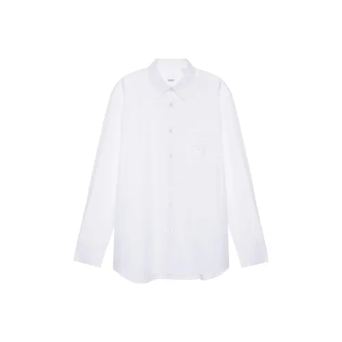 Burberry FW22 Men Embroidery Point Collar Long Sleeve Shirt White