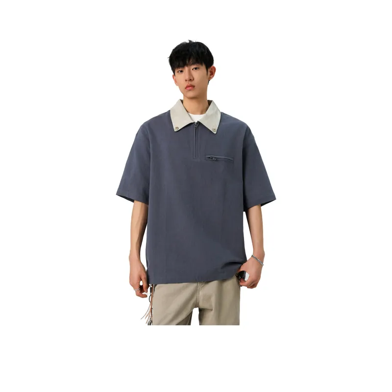WELTER EXPERIMENT Polo Style Top Unisex Smoke Blue-6