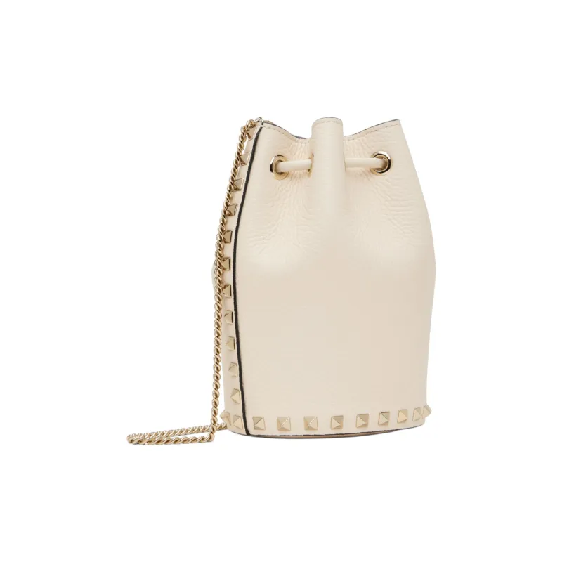 Valentino Rockstud Grain Leather Shoulder Bag Mini Women's Ecru-2