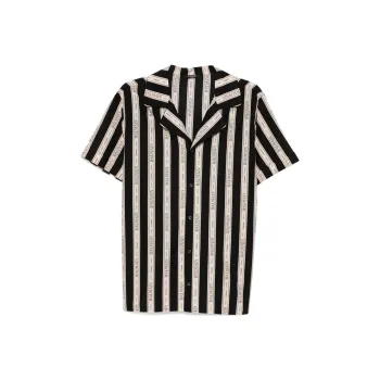 BALMAIN Striped Collared Short Sleeved Shirt