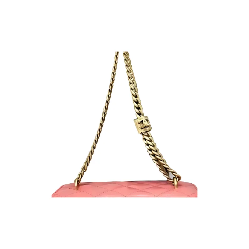 CHANEL Leather Small Square Box Shoulder Bag, Crossbody Bag Women's Pink-2