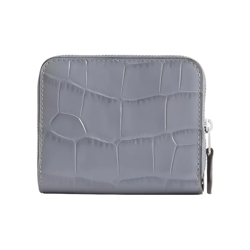 COACH Billfold Wallet Leather Coin Purse Wallet Regular Women's Silver & Gray Blue-1