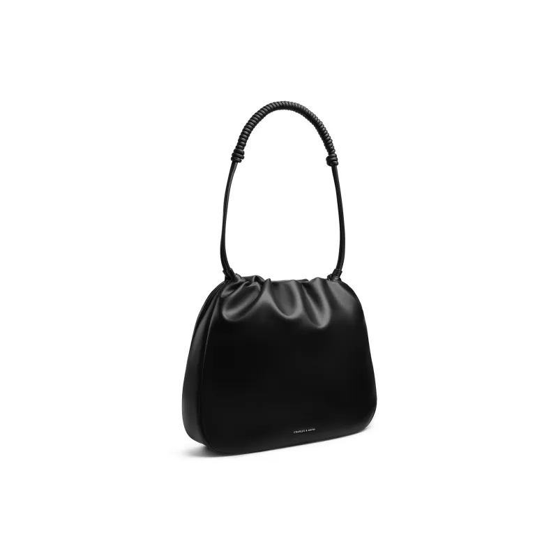 CHARLES&KEITH PU Crossbody Bag, Shoulder Bag Medium Size Women's Russet Brown Tawny/Noir Black-6