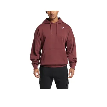 GYMSHARK CREST OVERSIZED HOODIE Sweatshirt Men's Burgundy