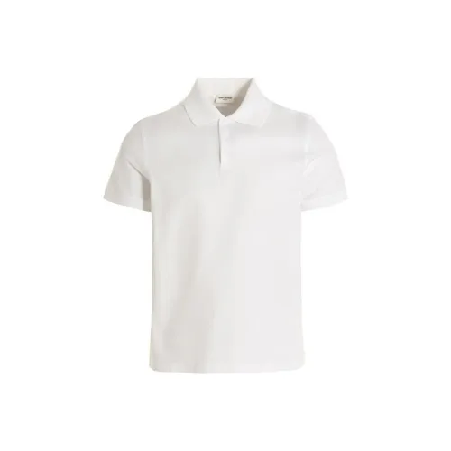 SAINT LAURENT Cassandre Logo Embroidered Polo Shirt
