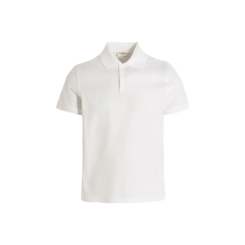 SAINT LAURENT Cassandre Logo Embroidered Polo Shirt-0