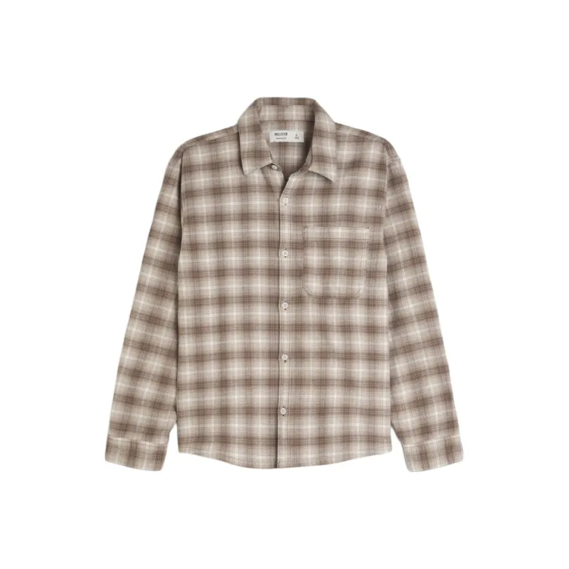 Hollister Shirt Men's Brown Plaid-0