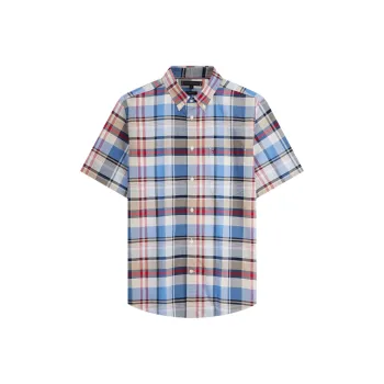 Tommy Hilfiger Shirt Men's Red Blue Plaid