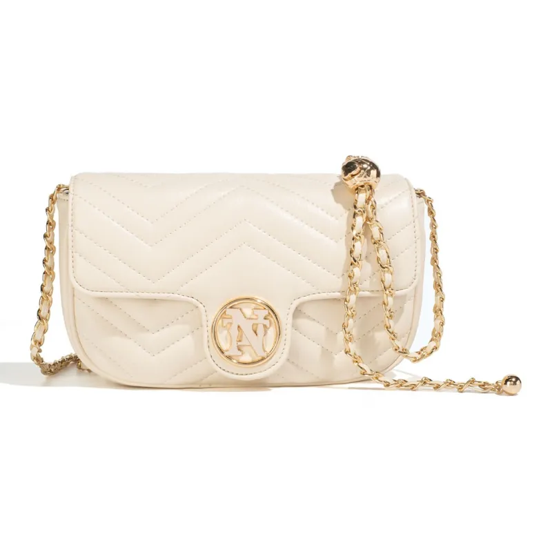 NOISY TEDDY PU Pearl Bag, Shoulder Bag, Crossbody Bag Regular Women's Beige/Black-1