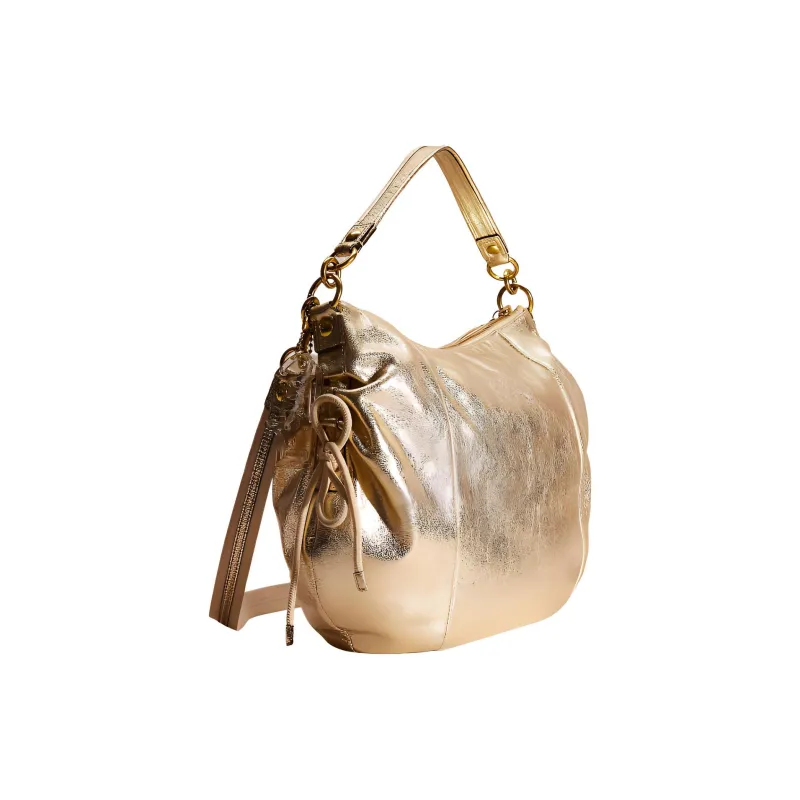COACH POPPY Leather Hobo Bag Portable Crossbody Bag Shoulder Bag Women's Gold-1