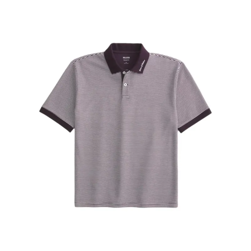 Hollister Polo Shirt Men's Purple Stripes-0