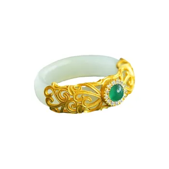 Jade Ink Love Hetian Jade Rings White Jade/Pale Greenish White Jade Unisex
