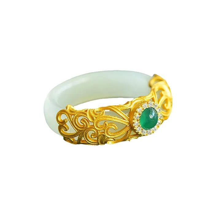 Jade Ink Love Hetian Jade Rings White Jade/Pale Greenish White Jade Unisex-0