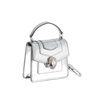 BVLGARI Serpenti Forever Calfskin Handbag Pendant Bag Accessory Extra Mini Women's Silver