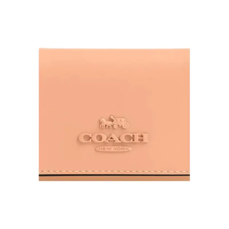 COACH Refined Calfskin Wallet Mini Women's Silver & Faded Blush-2