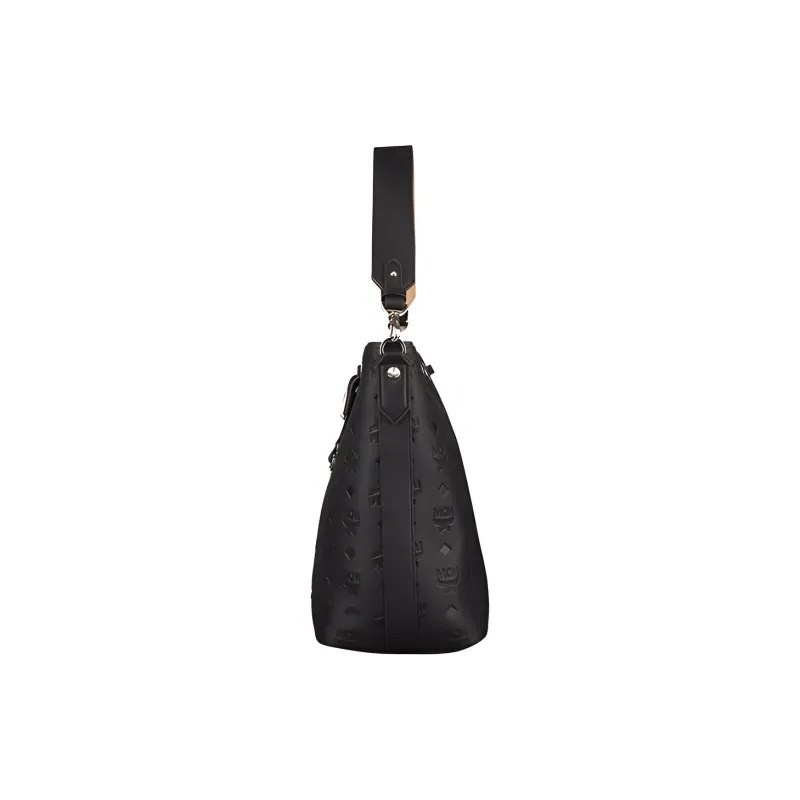 MCM Essential Visetos Origina Artificial Leather Bucket Bag, Shoulder Bag, Crossbody Bag Women's Black-3