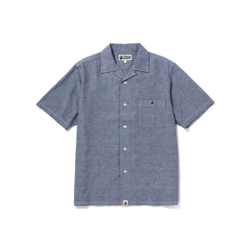 Bape Ape Head One Point Open Collar Shirt-1