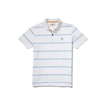 Timberland Men's Striped Pullover Short Sleeve Polo Shirt White