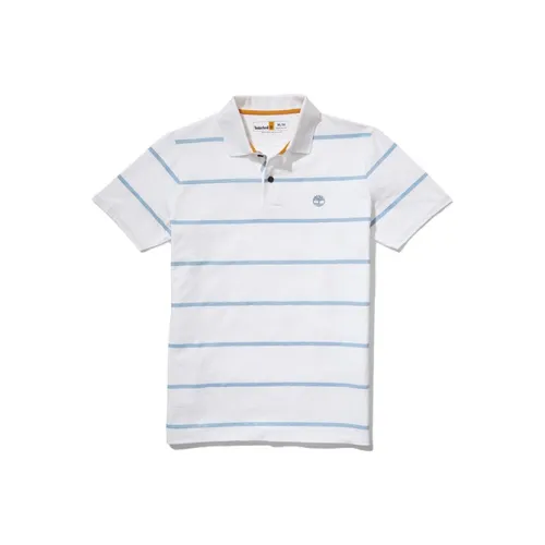 Timberland Men's Striped Pullover Short Sleeve Polo Shirt White
