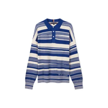 Tommy Hilfiger Polo Shirt Men's Blue White Stripes