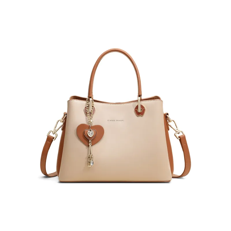 COMELY Cow Leather Crossbody Bag, Commute Tote, Women's Bag Regular Women's Milk Tea-2