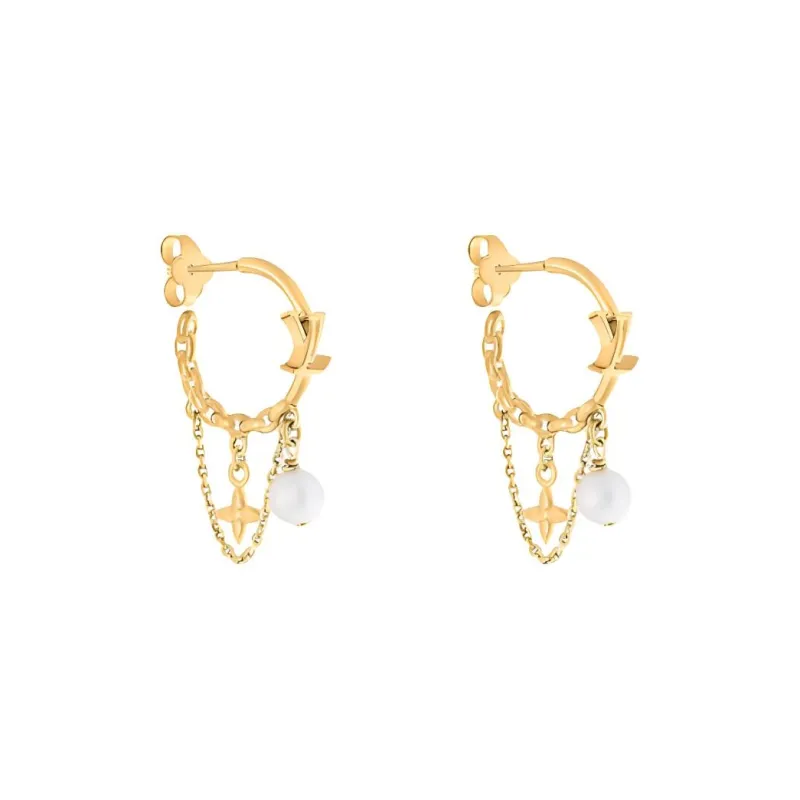 LOUIS VUITTON Metal, Resin, Bead Earrings Women's Gold-2