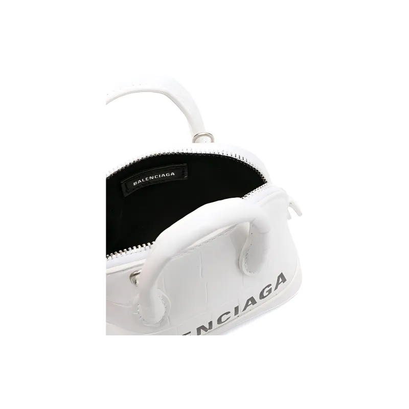 Balenciaga Ville Cow Leather Clutch Handbag Mini Women's White-4