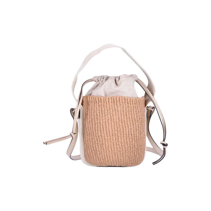 Chloe Paper Bucket Bag, Shoulder Bag, Crossbody Bag, Handbag Women's Brown-4