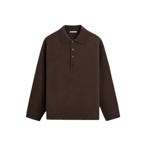 ZARA Polo Shirt Men's Chocolate Brown
