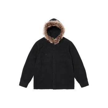 Supreme Fur Trim Flannel Hooded Shirt