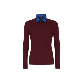 FENDI Ribbed Wool Polo Shirt