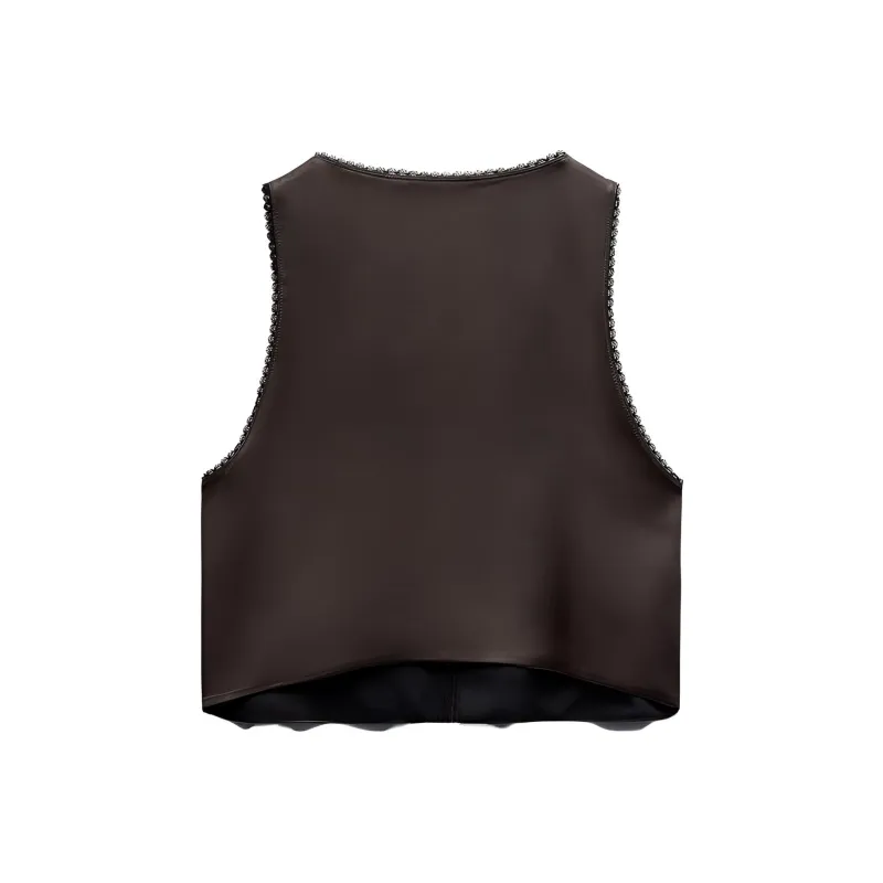 ZARA Tank Tops Women's Chocolate Brown-1