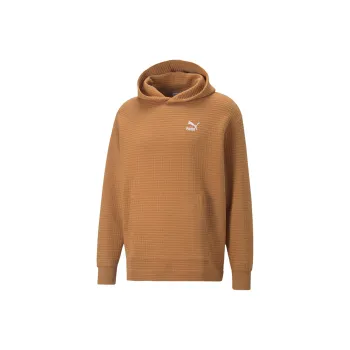 PUMA CLASSICS Classics Quilted Hoodie Men Sweatshirt Men's Brown