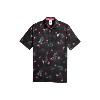 PUMA X PTC Print Polo Shirts Men Black/Light Pink