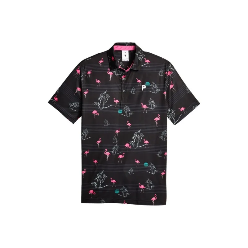 PUMA X PTC Print Polo Shirts Men Black/Light Pink-0