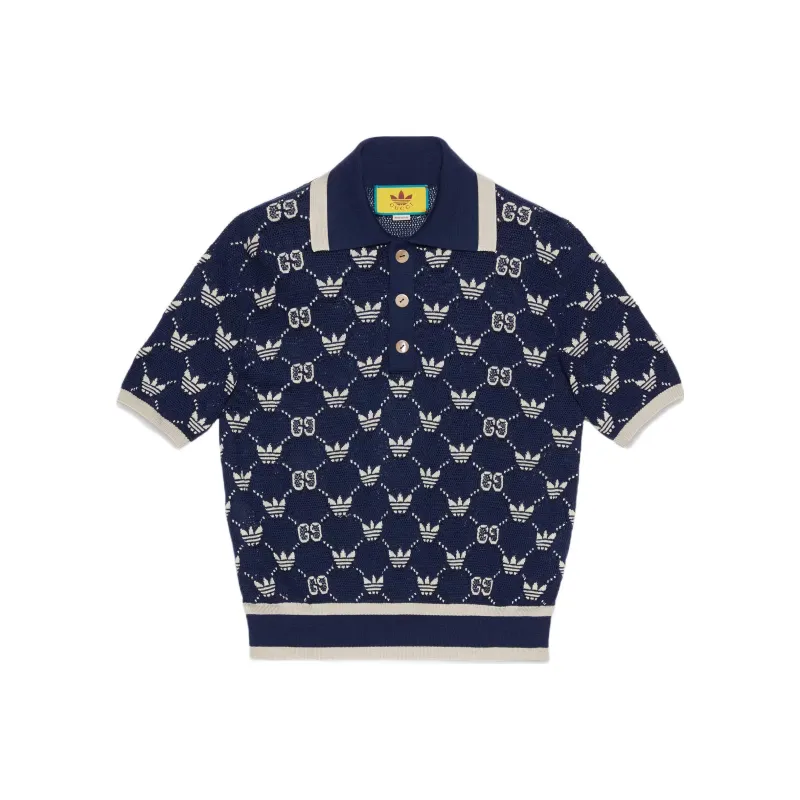 Adidas Originals X GUCCI Polo Shirts Men Blue-0