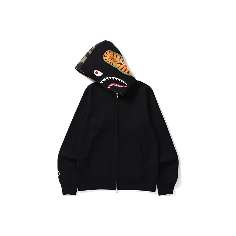 Bape Shark Full Zip Hoodie Camo Hood-1