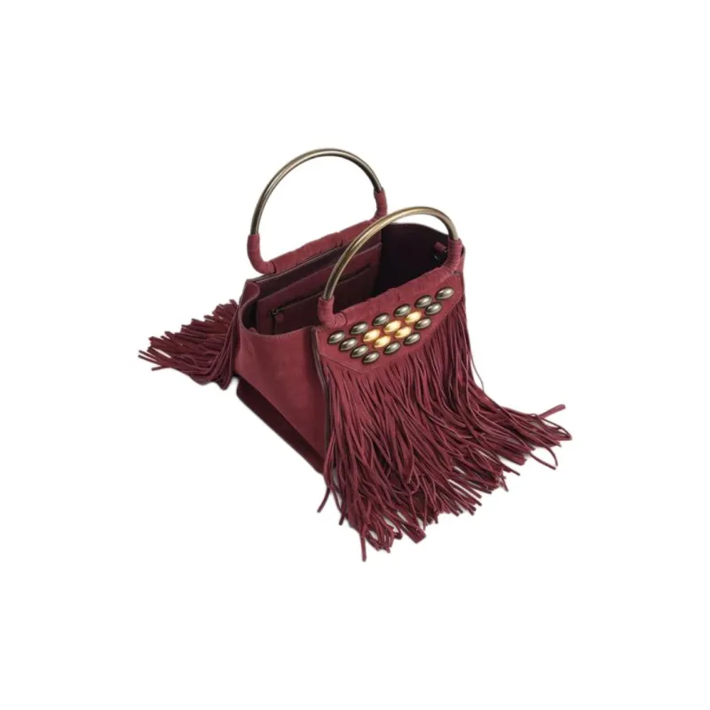 ZARA LIMITED EDITION Cow Leather Crossbody Handbag Mini Women's Deep Red-2