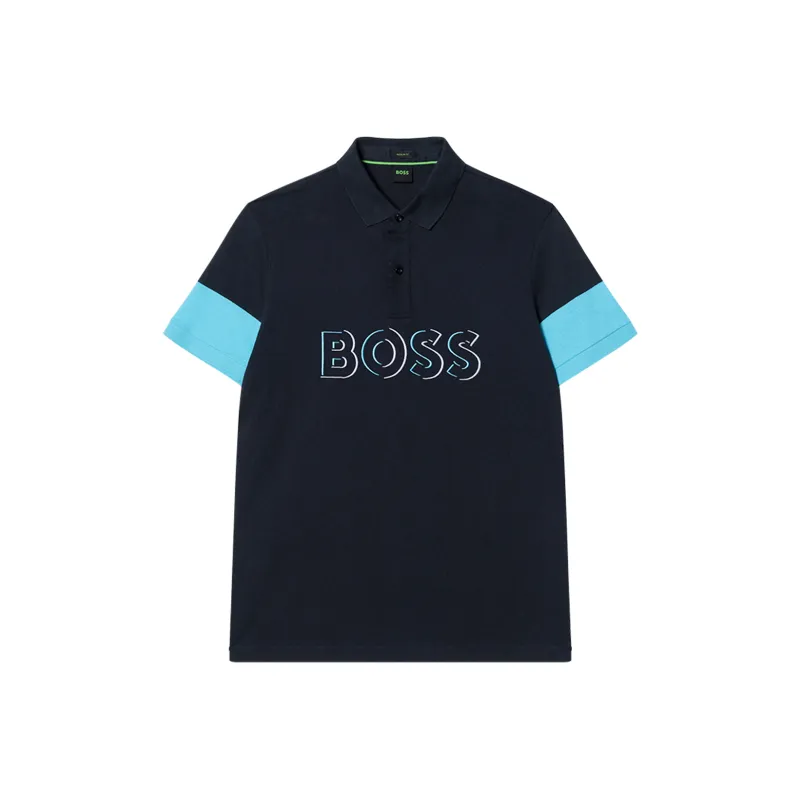 HUGO BOSS Logo Printed Ribbed Polo Shirt-0