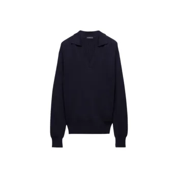 PRADA SS25 Polo Shirt Oversized Fit Men's Marine Blue