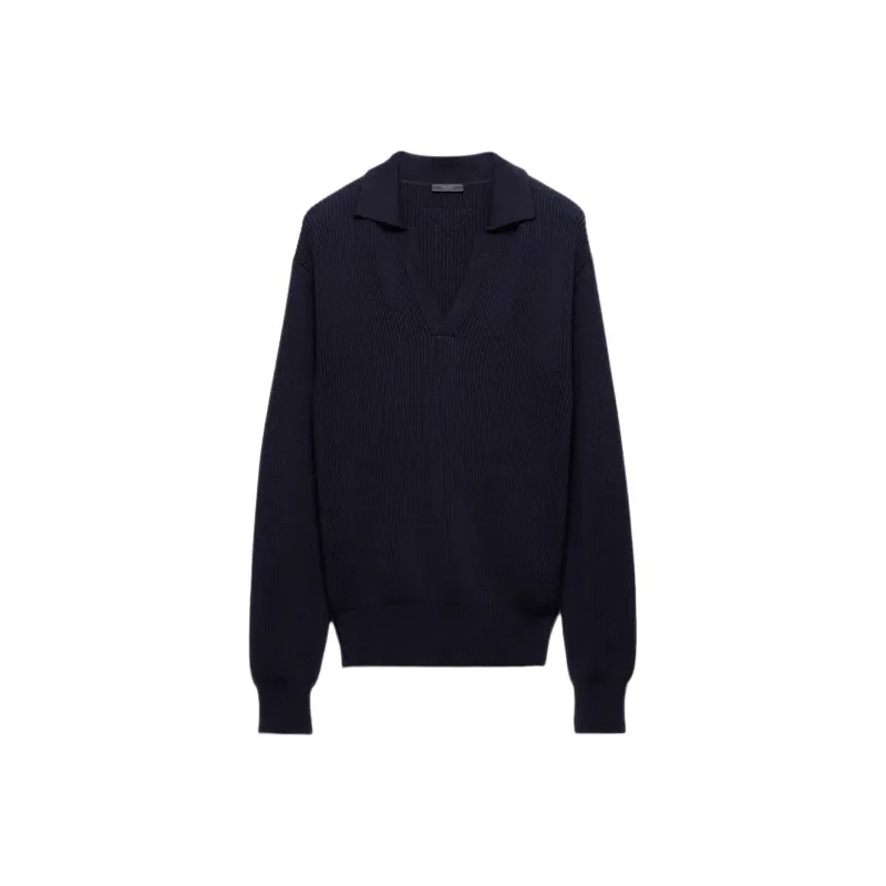 PRADA Ribbed knit Polo Sweater-0