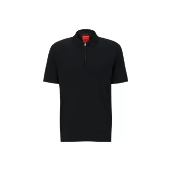 HUGO BOSS Half zip Cotton Blend Polo Shirt