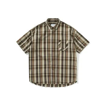 714STREET Shirt Unisex Brown Plaid Pattern