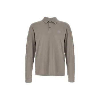 STONE ISLAND Logo Patch Long Sleeved Polo Shirt