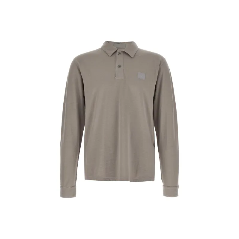 STONE ISLAND Logo Patch Long Sleeved Polo Shirt-0