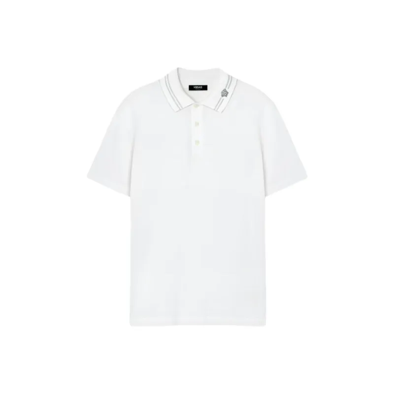 VERSACE Medusa Embroidered Short Sleeved Polo Shirt-0
