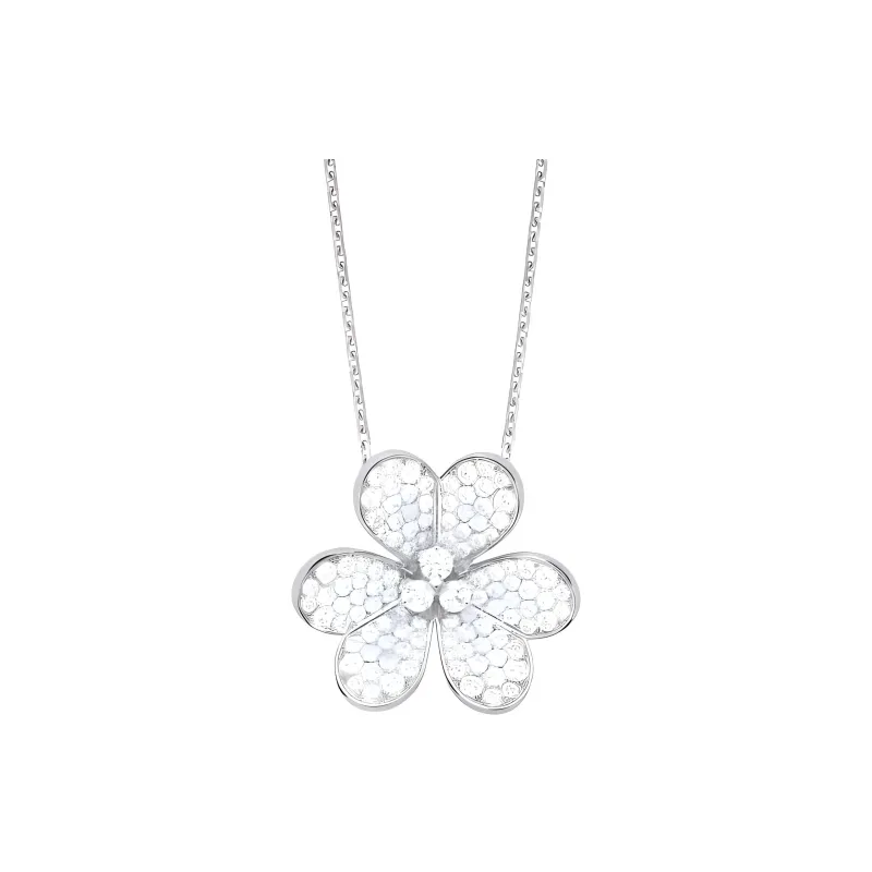 Van Cleef & Arpels Frivole Series 18K White Gold Pendant Necklaces Women's Silver-1