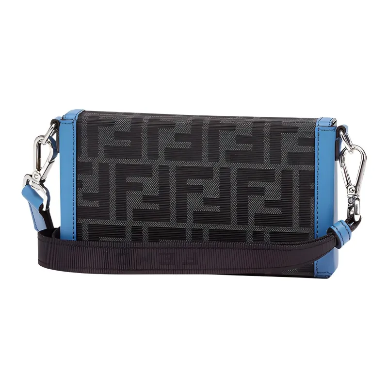 FENDI BaguetteTrunk Canvas Crossbody Bag Shoulder Bag Men's Blue/Gray-1