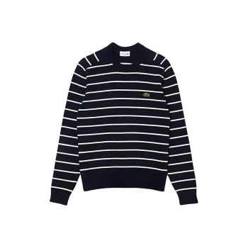 LACOSTE Logo patch Striped Cotton Jumper